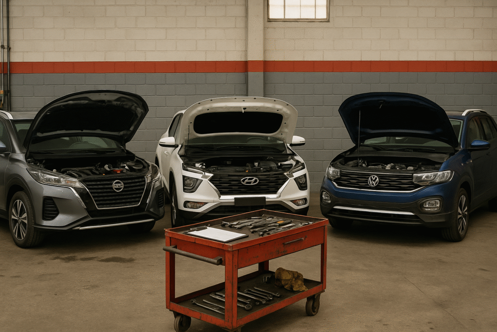 Comparativo detalhado do Kicks Sense, Creta Limited e T‑Cross Comfortline em desempenho, espaço, manutenção e custo — saiba qual oferece mais valor em 2025.